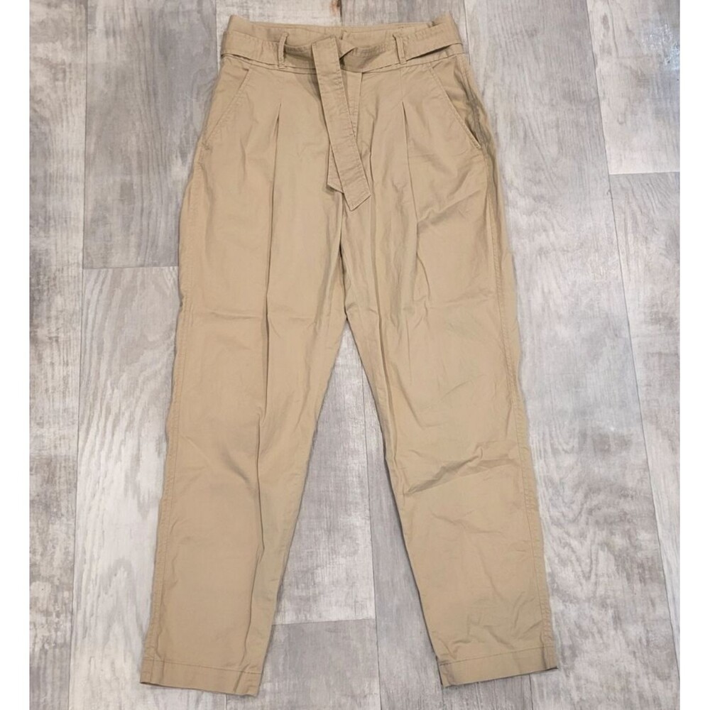 Polo Ralph Lauren Womens 10 Belted Pleated Chino Pants Khaki Cotton Tapered